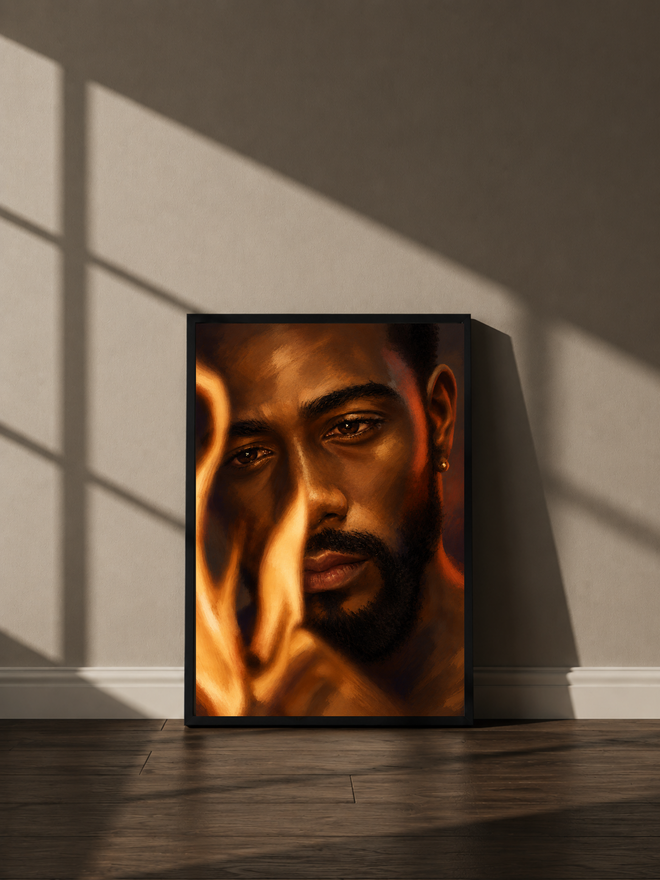 Wandbild - Fire Portrait Man
