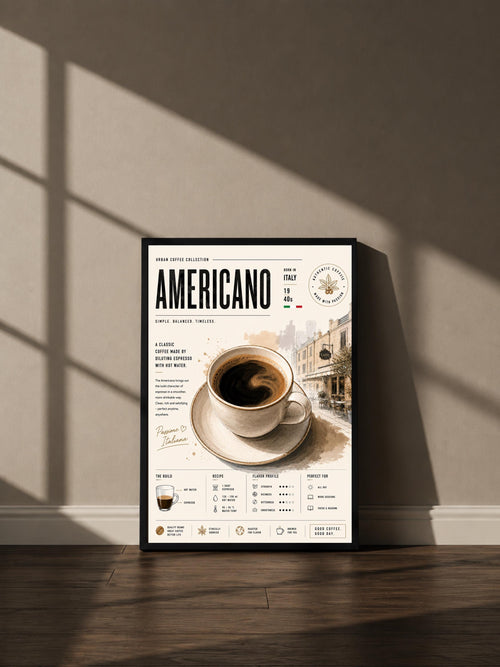 Wandbild - Americano Vintage Coffee Poster Wall Art Küche Kaffee Guide Print Minimalistisch Illustration Cafe Deko Wanddeko Urban Dekoration __etsy:8128880369