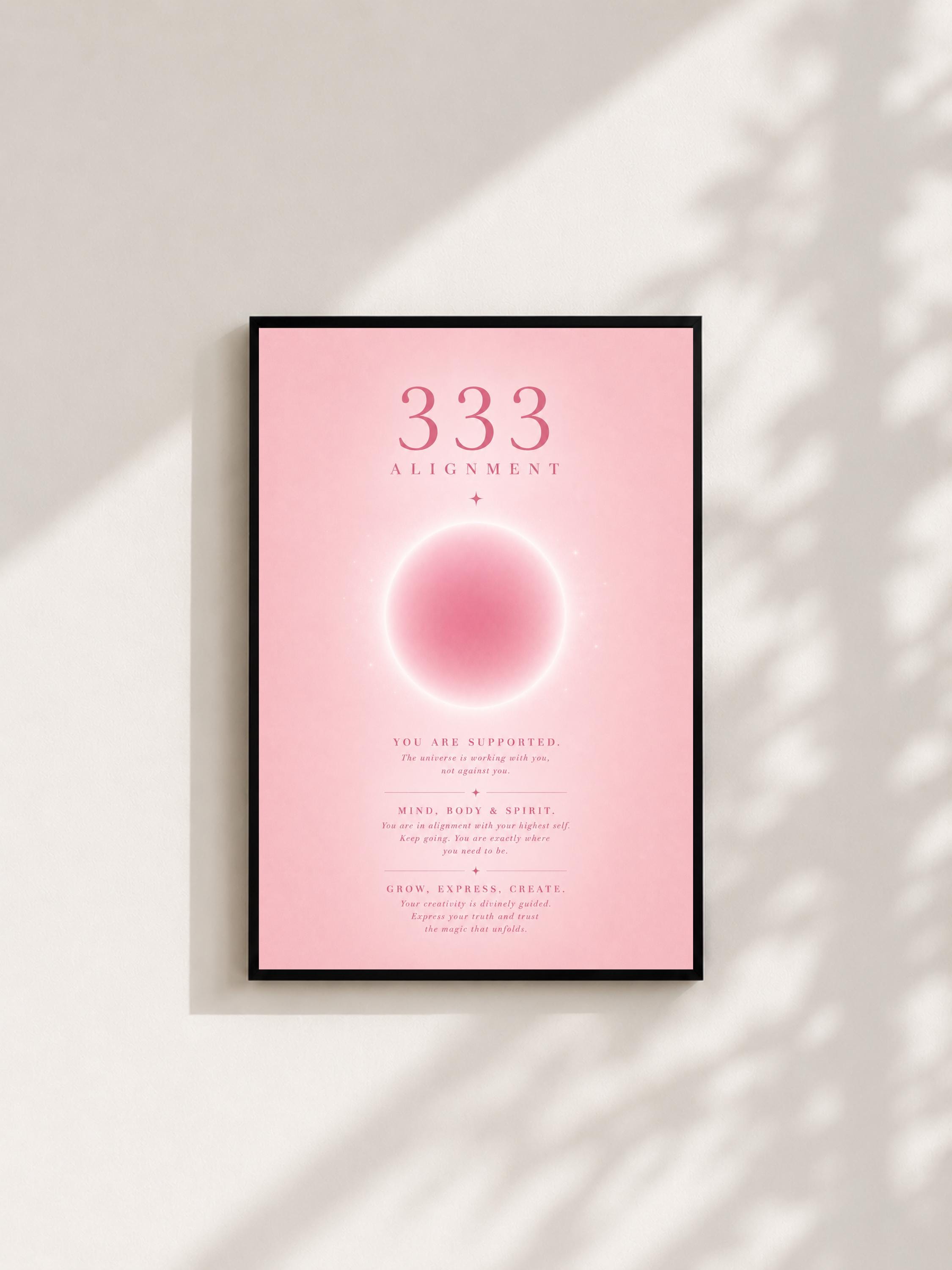 Wandbild - Angel Number 333 Minimalistisch Wanddekoration Frauen Femme Engelszahlen Manifestation Aura Poster Wall Art Decor spiritual __etsy:8106591072