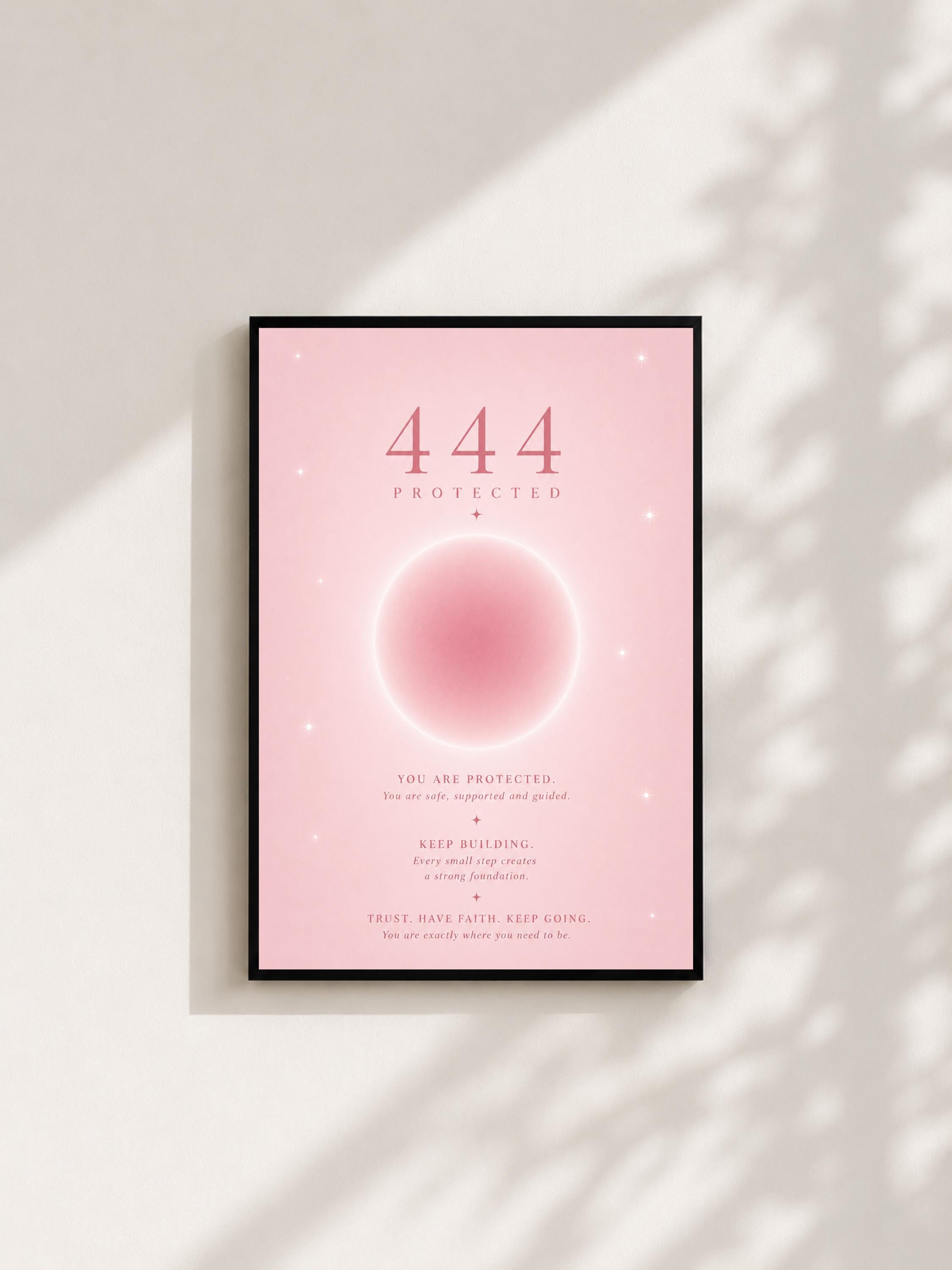 Wandbild - Angel Number 444 Minimalistisch Wanddekoration Frauen Femme Engelszahlen Manifestation Aura Poster Wall Art Decor spiritual __etsy:8154499209