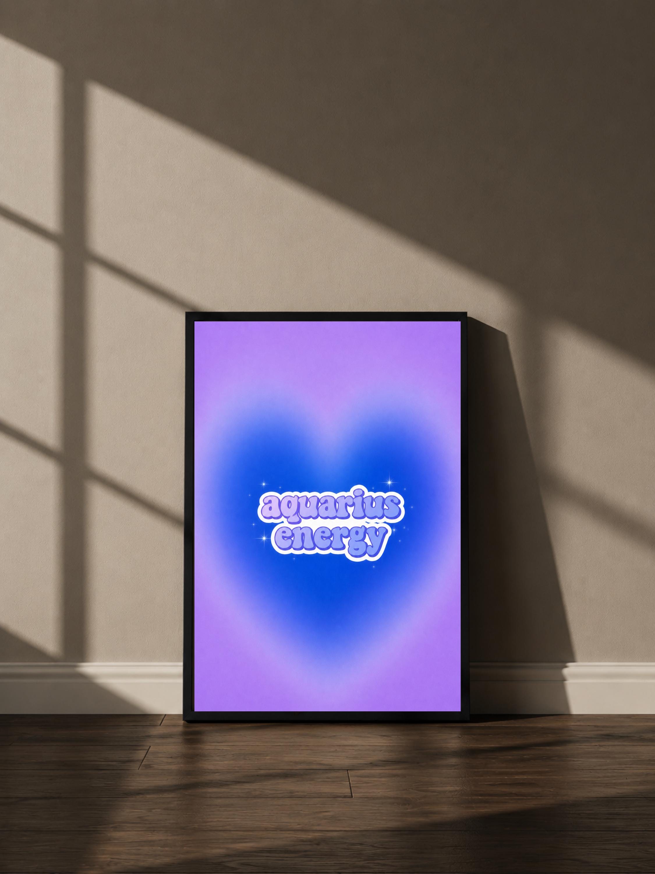Wandbild - Aquarius Energy Sternzeichen Poster Wall Art Zodiac astrology Girl Frauen Wanddekoration Horoskop mystical Decor Aesthetic __etsy:8098752500