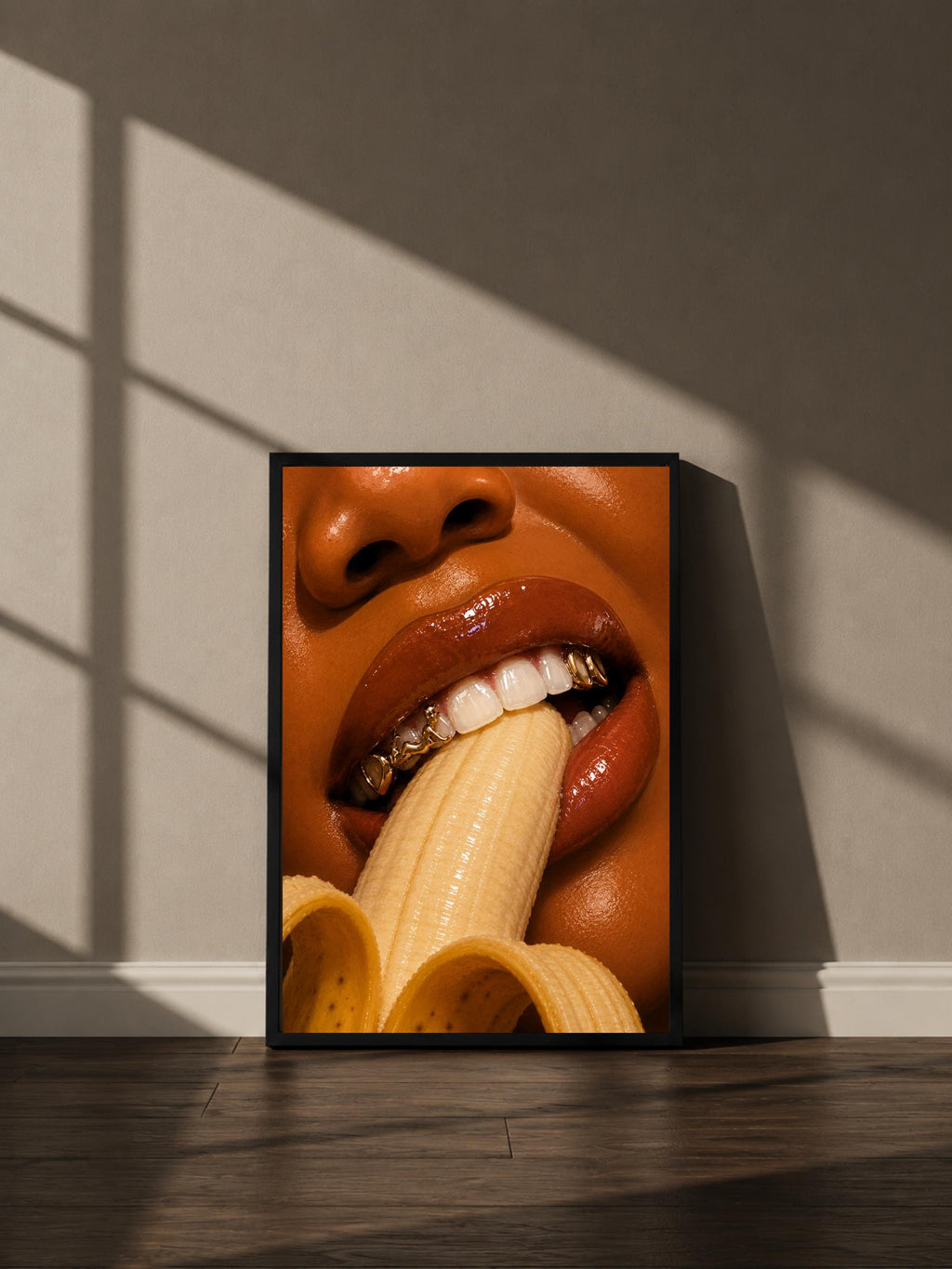 Wandbild - Banana Lips Wall Art Poster Frauen Femme Weiblichkeit Wanddeko Kunst für Wohnzimmer Schlafzimmer Modern Print Pop Art __etsy:8088481808