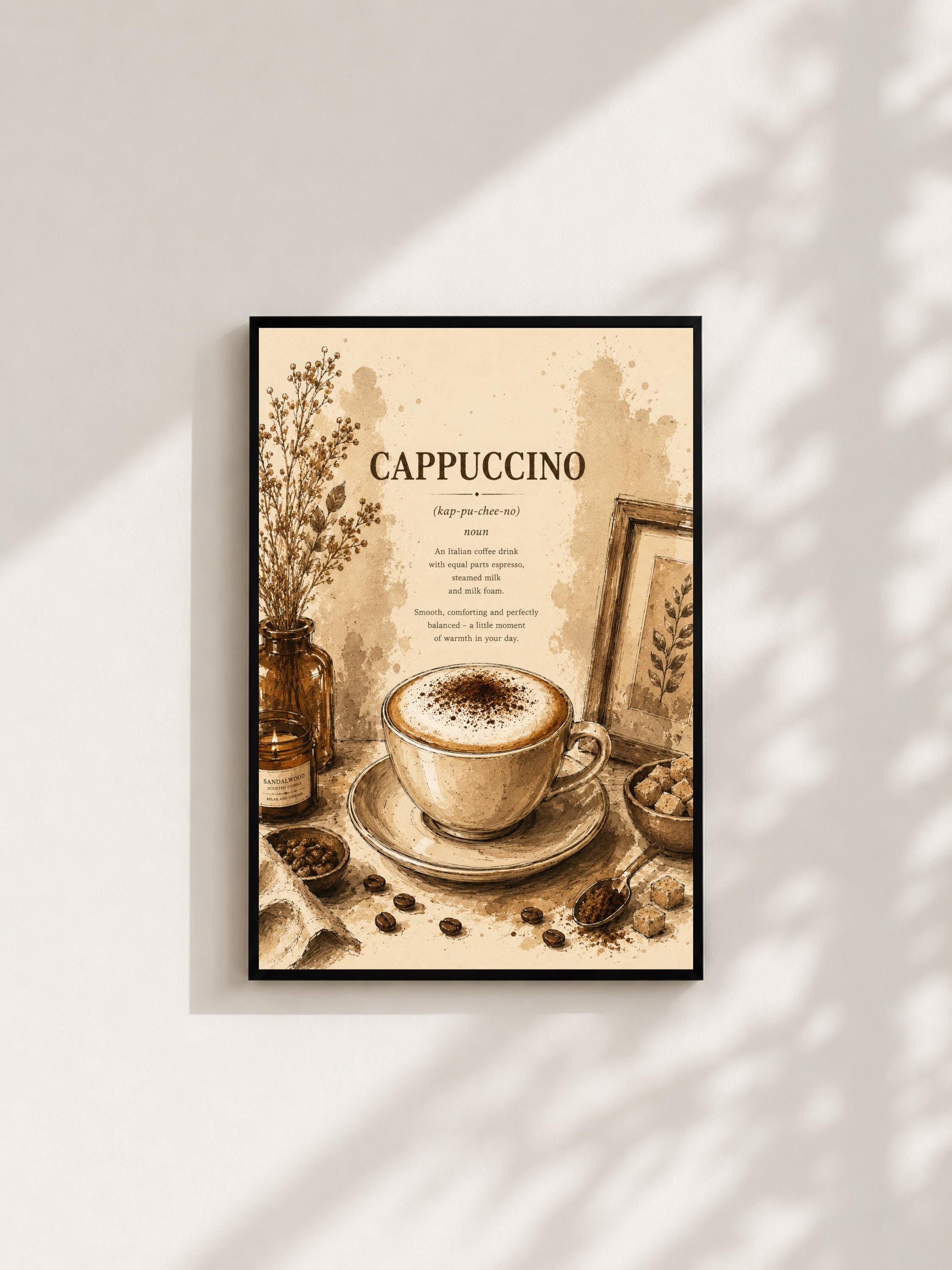Wandbild - Cappuccino Coffee Poster Wall Art Küche Kaffee Guide Print Minimalistisch Illustration Cafe Deko Wanddeko Urban Dekoration __etsy:8155965399