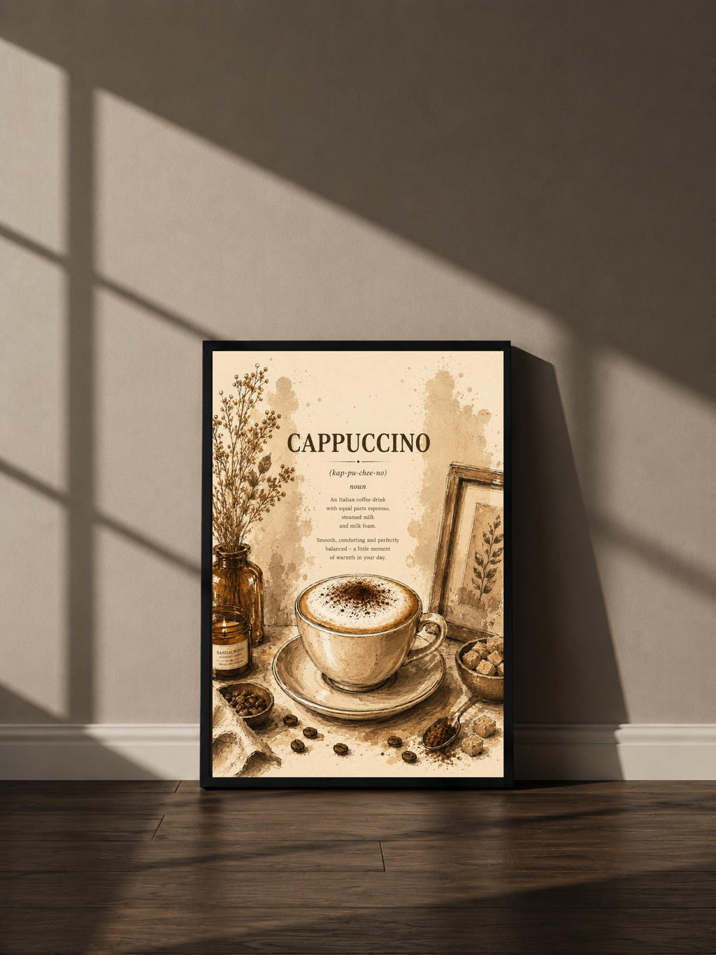 Wandbild - Cappuccino Coffee Poster Wall Art Küche Kaffee Guide Print Minimalistisch Illustration Cafe Deko Wanddeko Urban Dekoration __etsy:8155965213