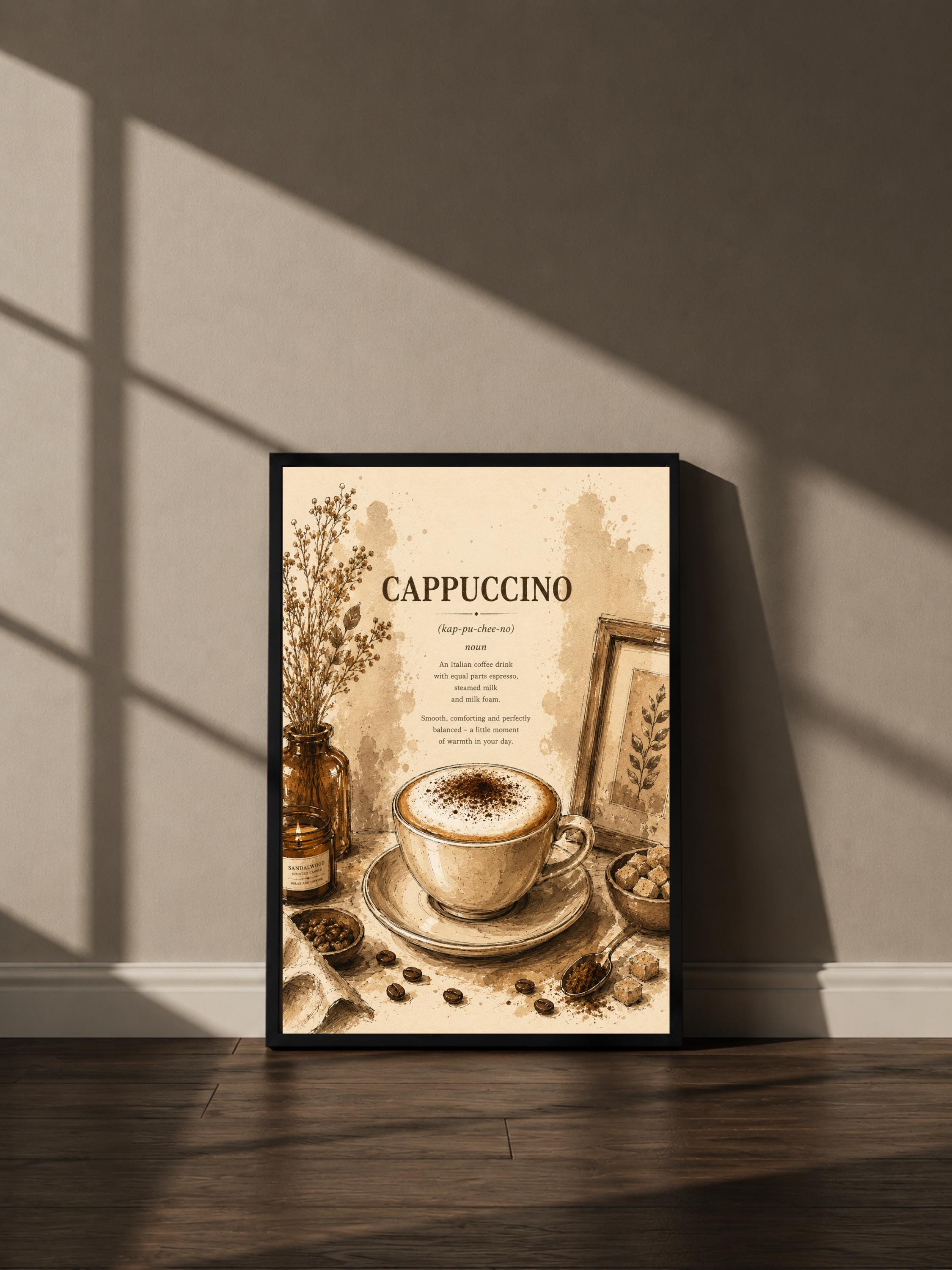 Wandbild - Cappuccino Coffee Poster Wall Art Küche Kaffee Guide Print Minimalistisch Illustration Cafe Deko Wanddeko Urban Dekoration __etsy:8155965213