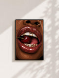 Wandbild - Cherry Lips Grillz Wall Art Poster Frauen Femme Weiblichkeit Wanddeko Kunst für Wohnzimmer Schlafzimmer Modern Print Pop Art __etsy:8123121907