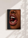 Wandbild - Cherry Lips Grillz Wall Art Poster Frauen Femme Weiblichkeit Wanddeko Kunst für Wohnzimmer Schlafzimmer Modern Print Pop Art __etsy:8075278966