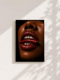Wandbild - Chilli Lips Grillz Wall Art Poster Frauen Femme Weiblichkeit Wanddeko Kunst für Wohnzimmer Schlafzimmer Modern Print Pop Art __etsy:8142663713