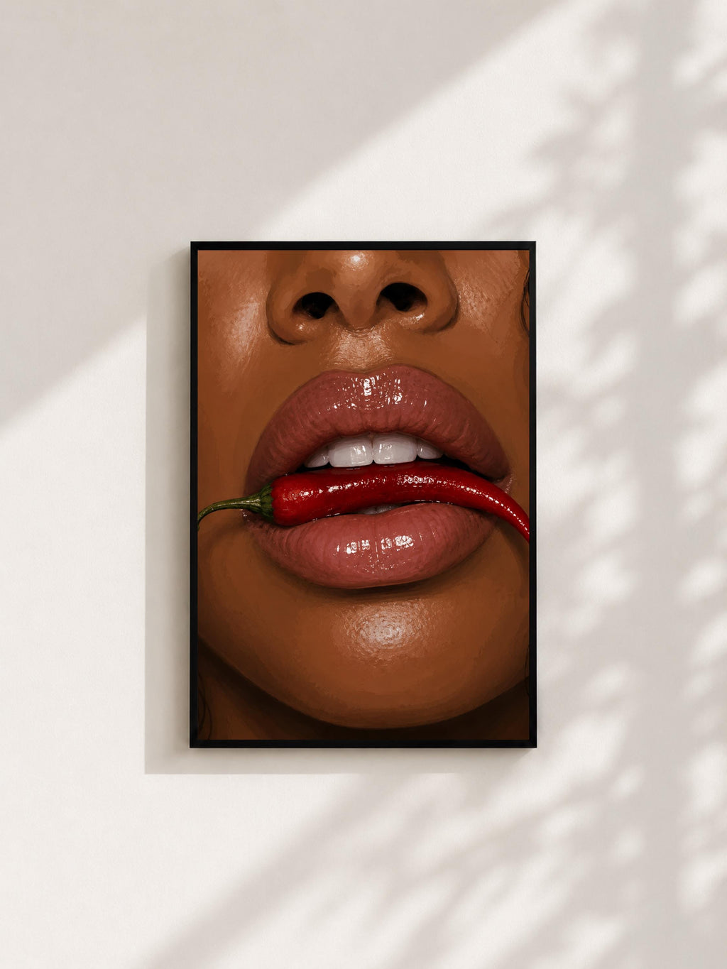 Wandbild - Chilli Lips Wall Art Poster Frauen Femme Weiblichkeit Wanddeko Kunst für Wohnzimmer Schlafzimmer Modern Print Pop Art __etsy:8127228411