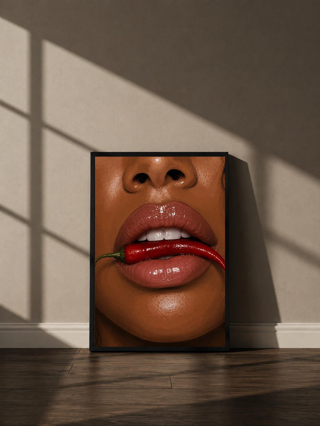 Wandbild - Chilli Lips Wall Art Poster Frauen Femme Weiblichkeit Wanddeko Kunst für Wohnzimmer Schlafzimmer Modern Print Pop Art __etsy:8127228189