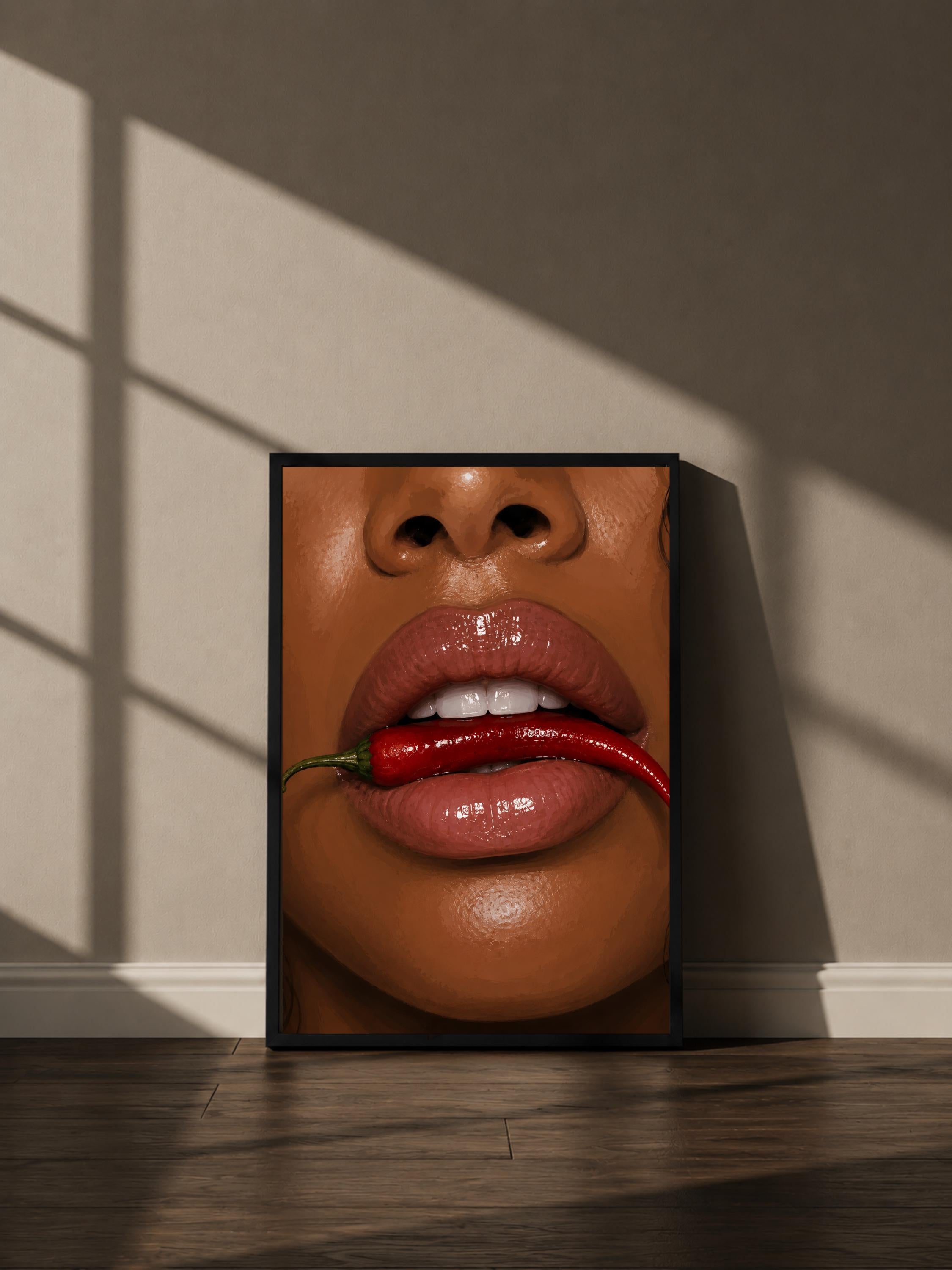 Wandbild - Chilli Lips Wall Art Poster Frauen Femme Weiblichkeit Wanddeko Kunst für Wohnzimmer Schlafzimmer Modern Print Pop Art __etsy:8127228189