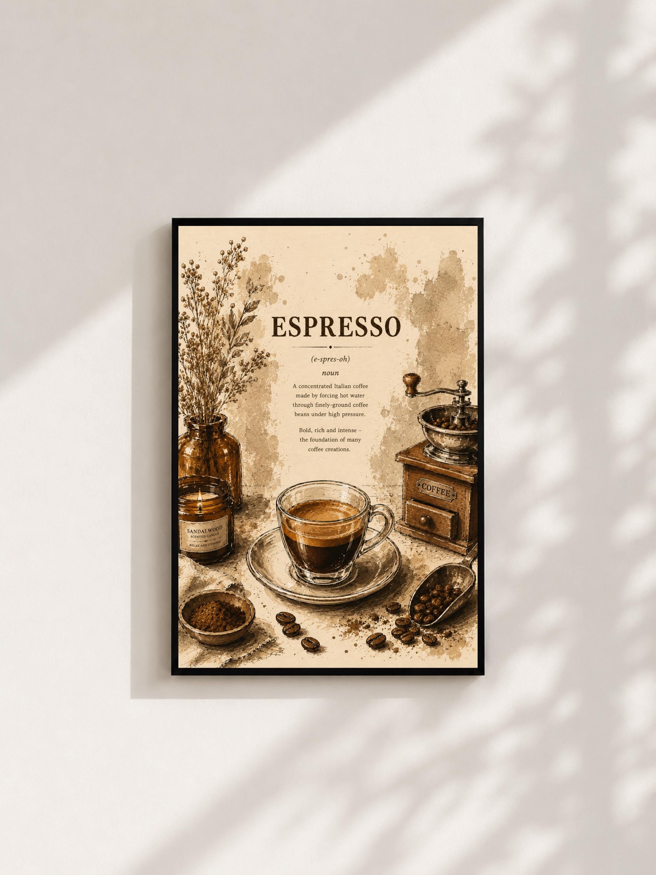 Wandbild - Espresso Coffee Poster Wall Art Küche Kaffee Guide Print Minimalistisch Illustration Cafe Deko Wanddeko Urban Dekoration Vintage __etsy:8155959861
