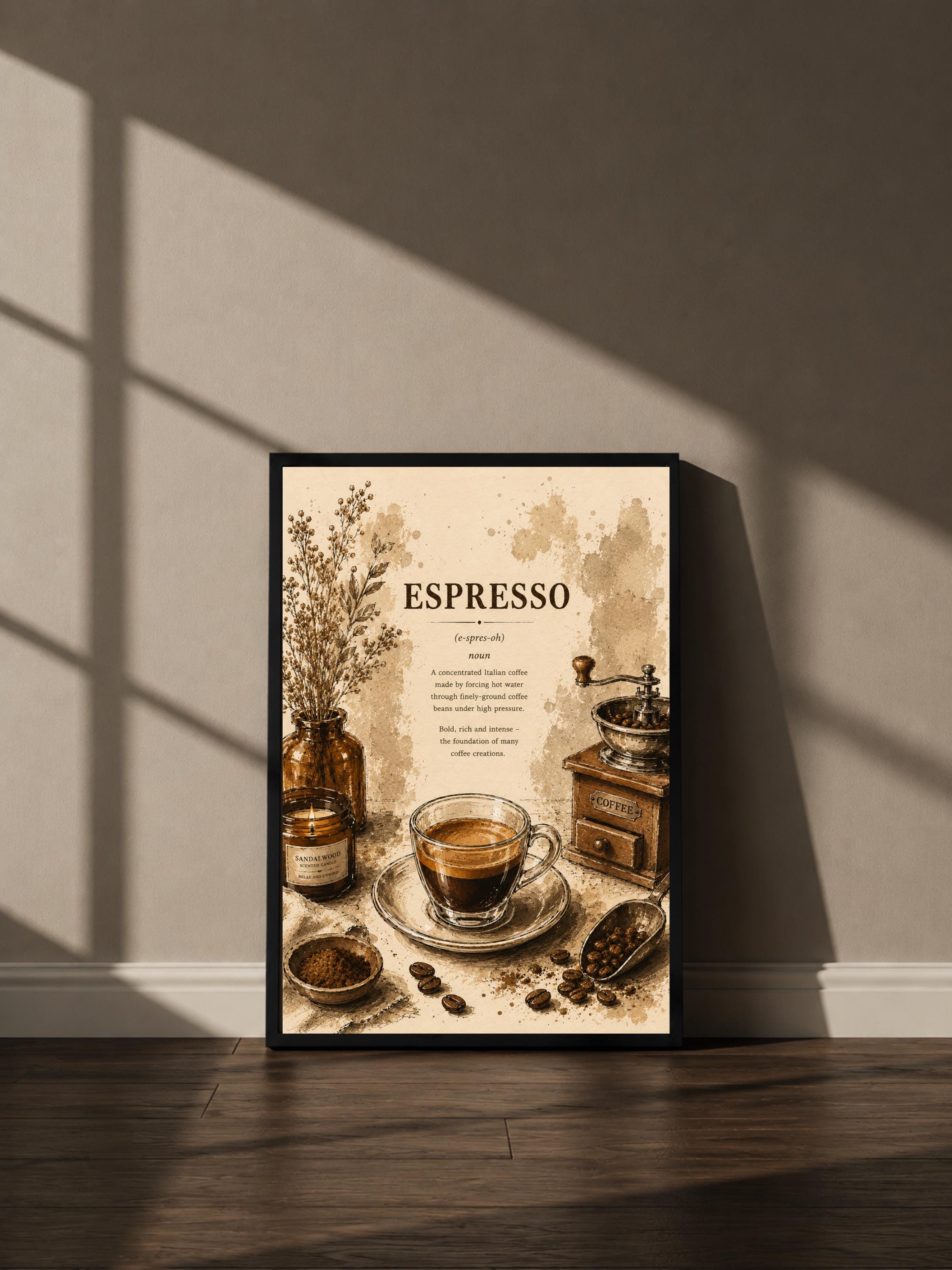 Wandbild - Espresso Coffee Poster Wall Art Küche Kaffee Guide Print Minimalistisch Illustration Cafe Deko Wanddeko Urban Dekoration Vintage __etsy:8155959995