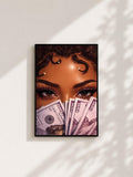 Wandbild - Girl Money Eyes Art Poster Frauen Femme Weiblichkeit Wanddeko Kunst für Wohnzimmer Schlafzimmer Modern Print Pop Art Girl __etsy:8088487376