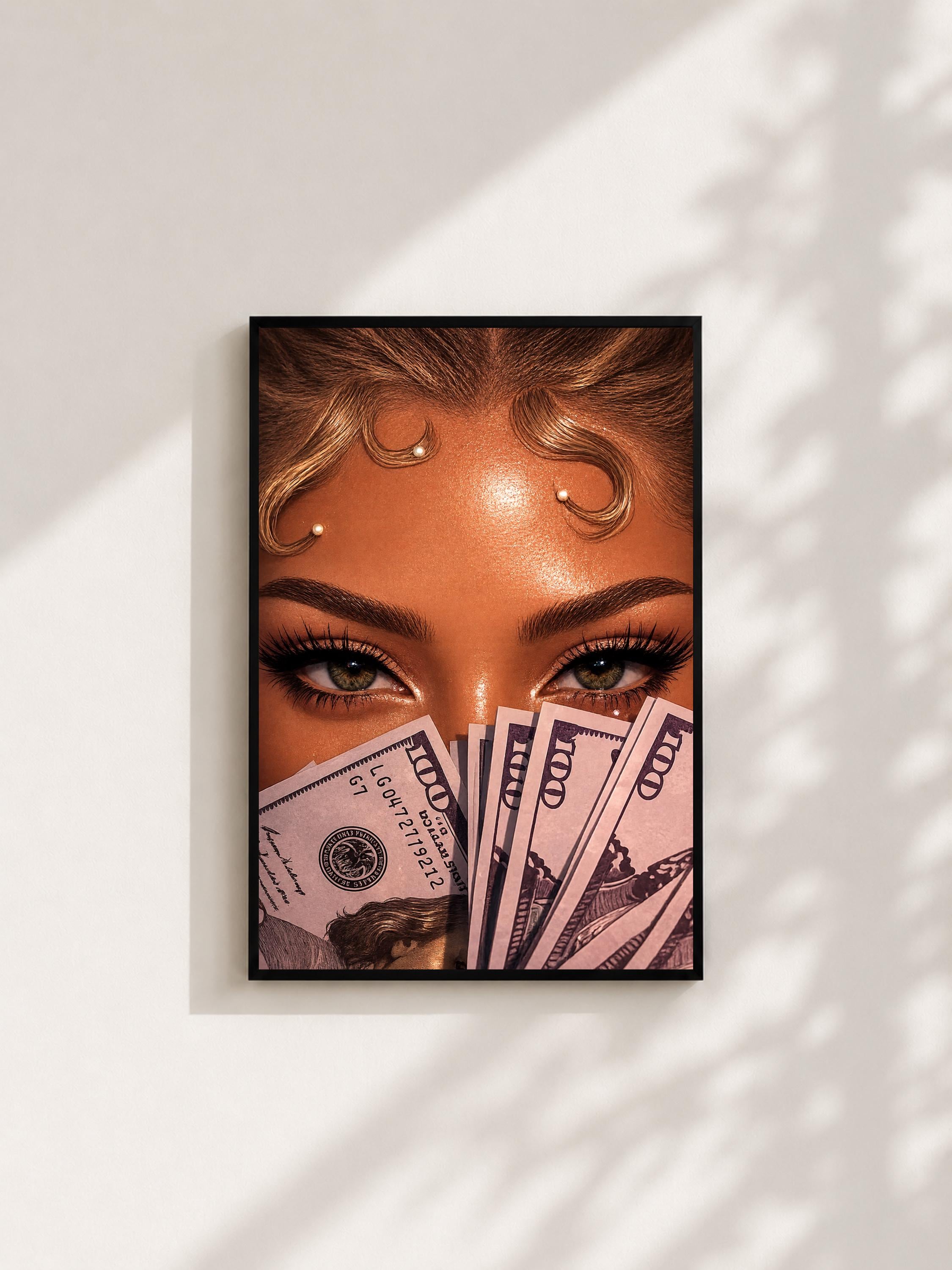 Wandbild - Girl Money Eyes Art Poster Frauen Femme Weiblichkeit Wanddeko Kunst für Wohnzimmer Schlafzimmer Modern Print Pop Art Girl __etsy:8136398747