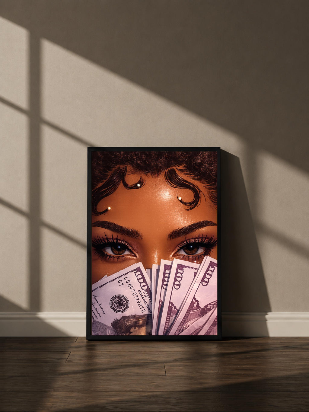Wandbild - Girl Money Eyes Art Poster Frauen Femme Weiblichkeit Wanddeko Kunst für Wohnzimmer Schlafzimmer Modern Print Pop Art Girl __etsy:8088487614