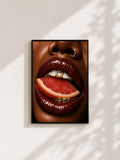Wandbild - Grapefruit Lips Grillz Wall Art Poster Frauen Femme Weiblichkeit Wanddeko Kunst für Wohnzimmer Schlafzimmer Modern Print Pop Art __etsy:8127252917