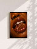Wandbild - Honey Lips Grillz Wall Art Poster Frauen Femme Weiblichkeit Wanddeko Kunst für Wohnzimmer Schlafzimmer Modern Print Pop Art __etsy:8142658419