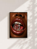 Wandbild - Ice Cube Lips Grillz Wall Art Poster Frauen Femme Weiblichkeit Wanddeko Kunst für Wohnzimmer Schlafzimmer Modern Print Pop Art __etsy:8124435125