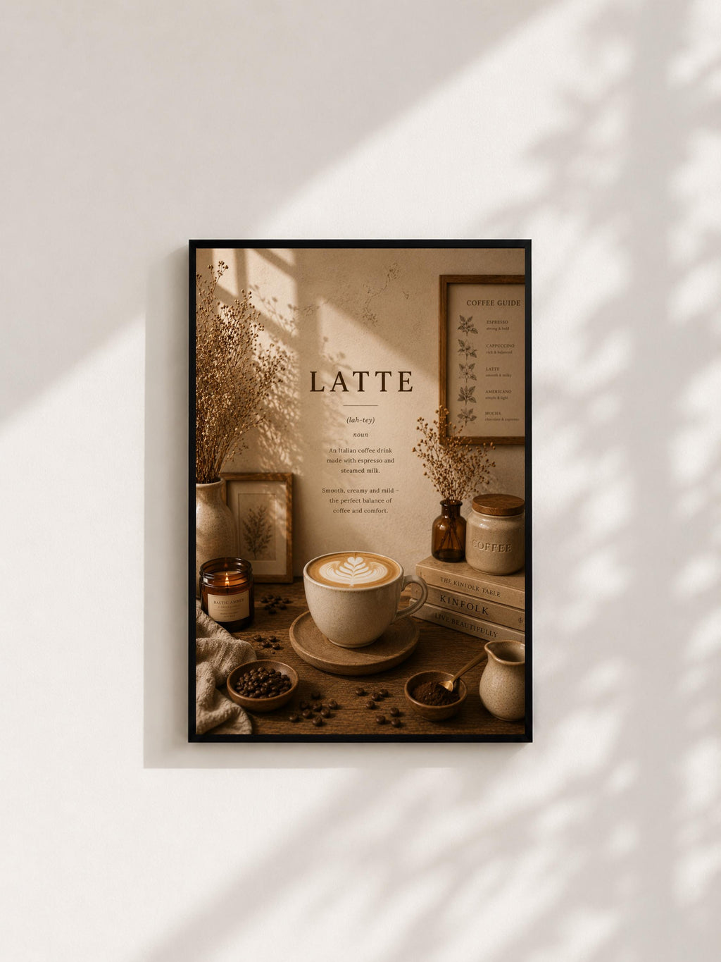 Wandbild - Latte Coffee Poster Wall Art Küche Kaffee Guide Print Minimalistisch Illustration Cafe Deko Wanddeko Urban Dekoration __etsy:8155958301