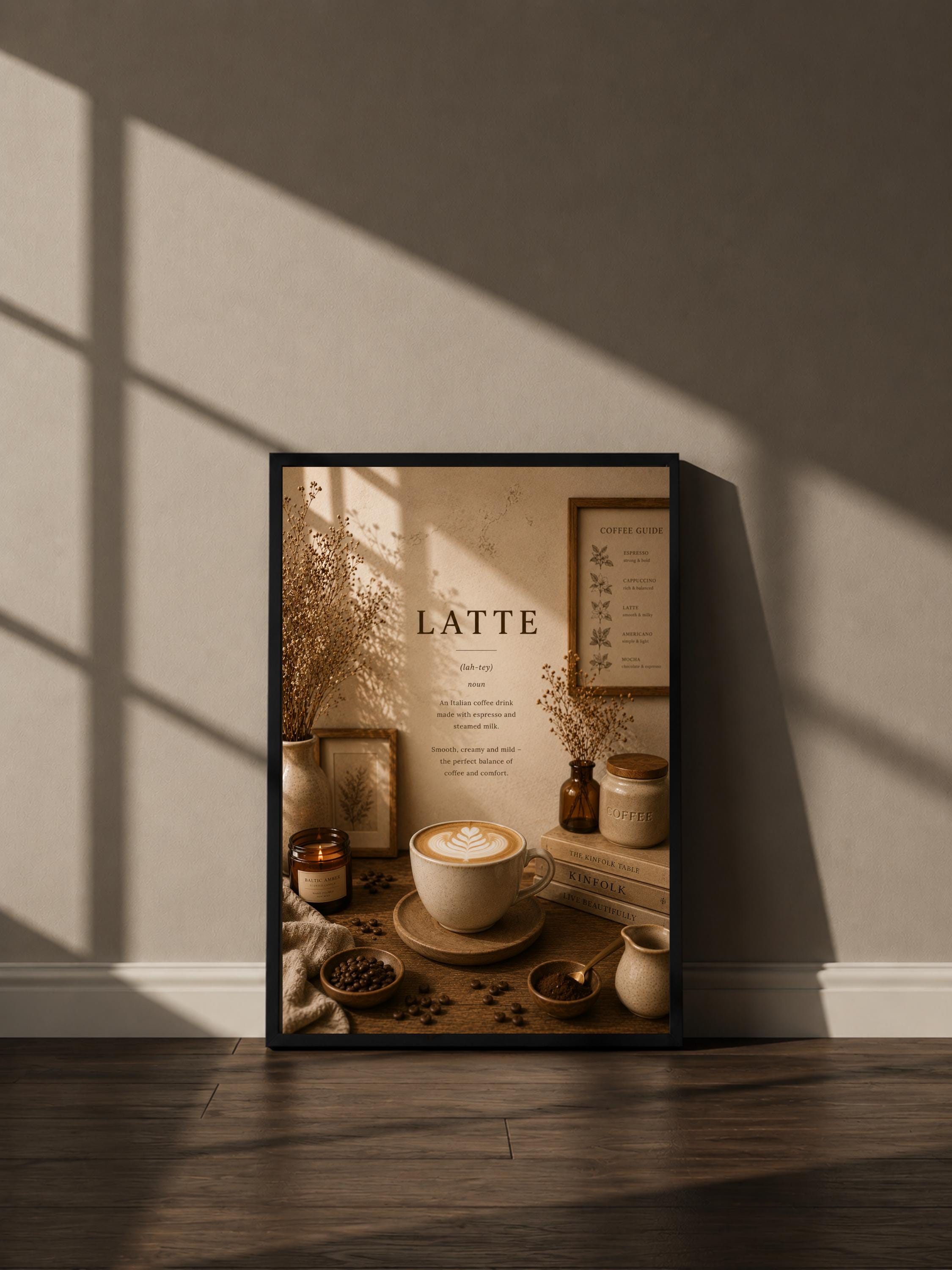 Wandbild - Latte Coffee Poster Wall Art Küche Kaffee Guide Print Minimalistisch Illustration Cafe Deko Wanddeko Urban Dekoration __etsy:8155958039