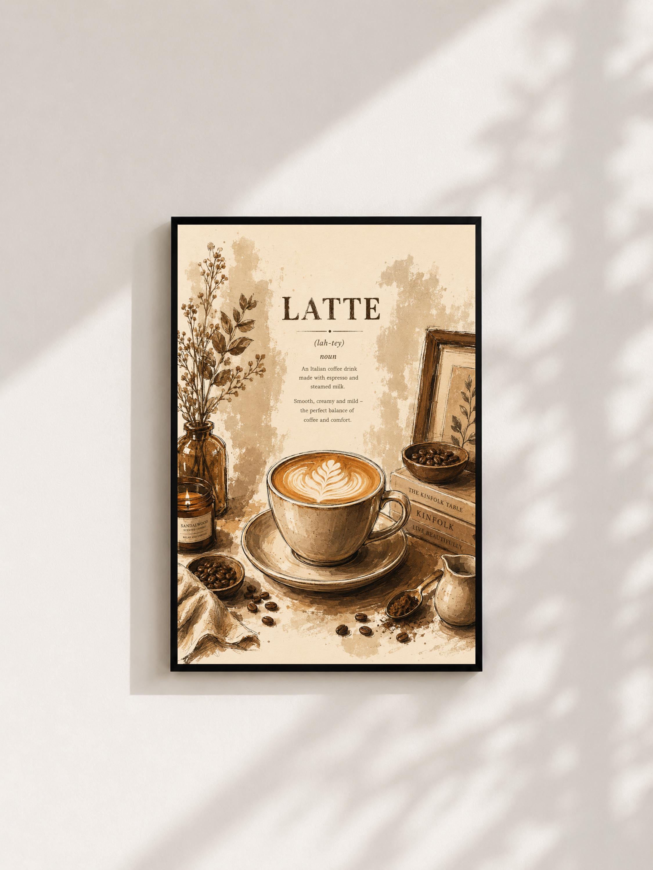 Wandbild - Latte Coffee Poster Wall Art Küche Kaffee Guide Print Minimalistisch Illustration Cafe Deko Wanddeko Urban Dekoration Vintage __etsy:8155966711