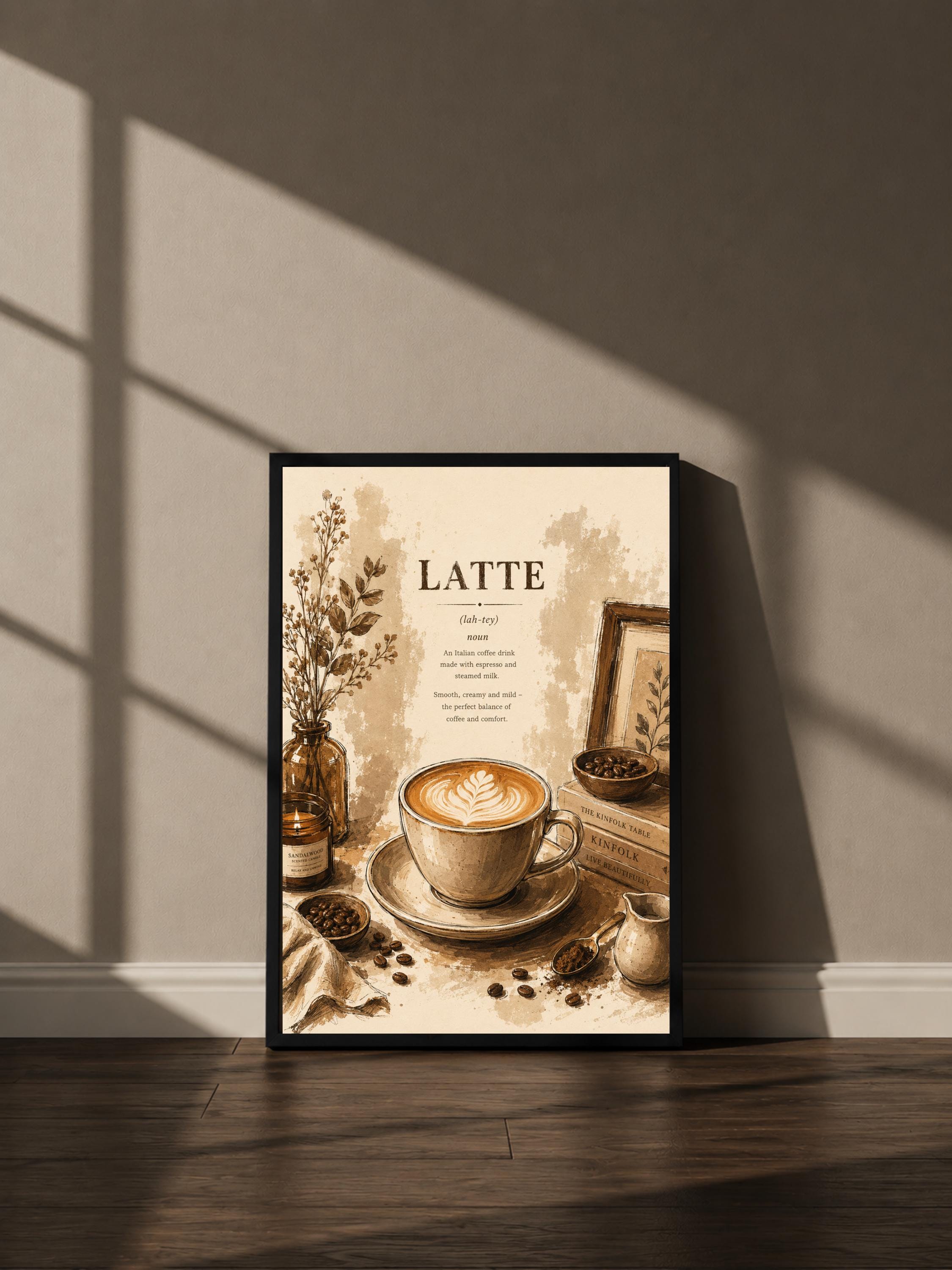 Wandbild - Latte Coffee Poster Wall Art Küche Kaffee Guide Print Minimalistisch Illustration Cafe Deko Wanddeko Urban Dekoration Vintage __etsy:8108062012