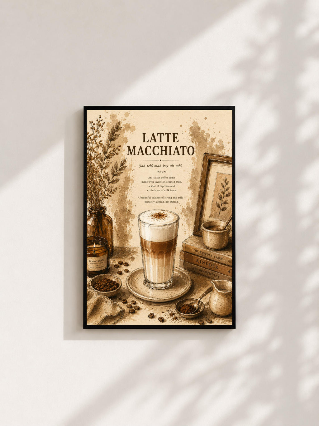 Wandbild - Latte Macchiato Coffee Poster Wall Art Küche Kaffee Guide Print Minimalistisch Illustration Cafe Deko Wanddeko Urban Dekoration __etsy:8155970061