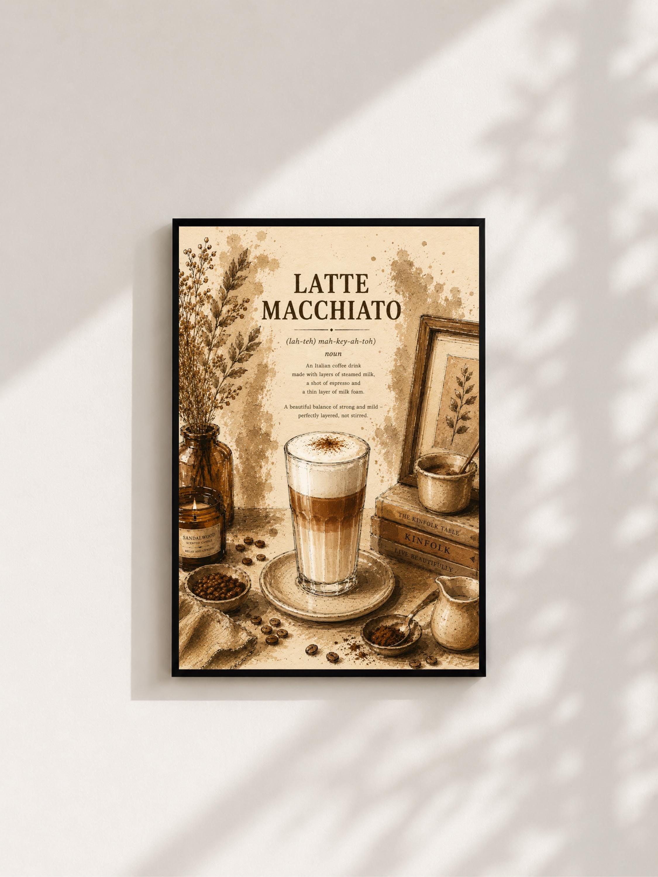 Wandbild - Latte Macchiato Coffee Poster Wall Art Küche Kaffee Guide Print Minimalistisch Illustration Cafe Deko Wanddeko Urban Dekoration __etsy:8155970061