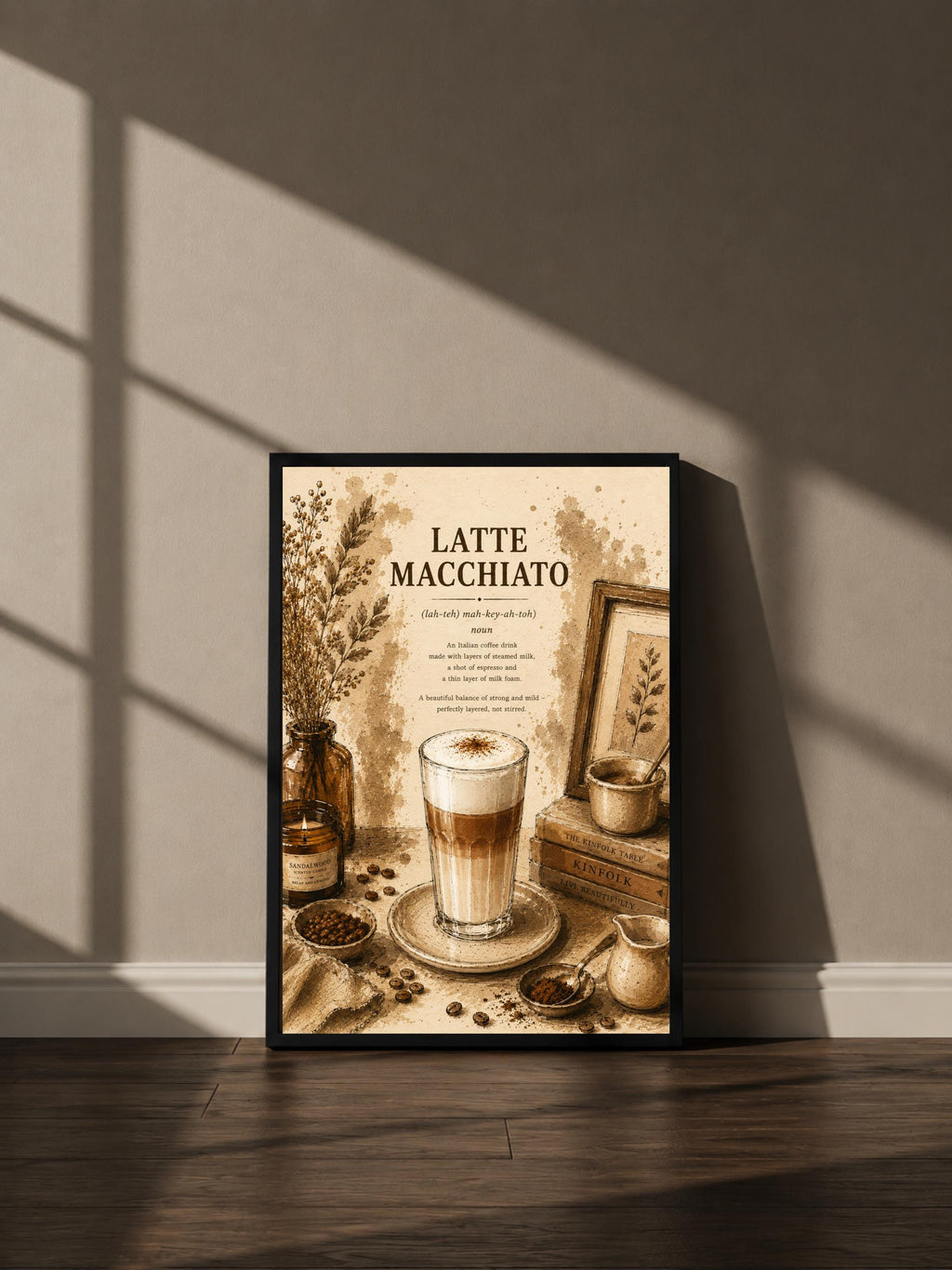 Wandbild - Latte Macchiato Coffee Poster Wall Art Küche Kaffee Guide Print Minimalistisch Illustration Cafe Deko Wanddeko Urban Dekoration __etsy:8108062868