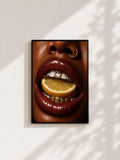 Wandbild - Lemon Lips Grillz Wall Art Poster Frauen Femme Weiblichkeit Wanddeko Kunst für Wohnzimmer Schlafzimmer Modern Print Pop Art __etsy:8079336428