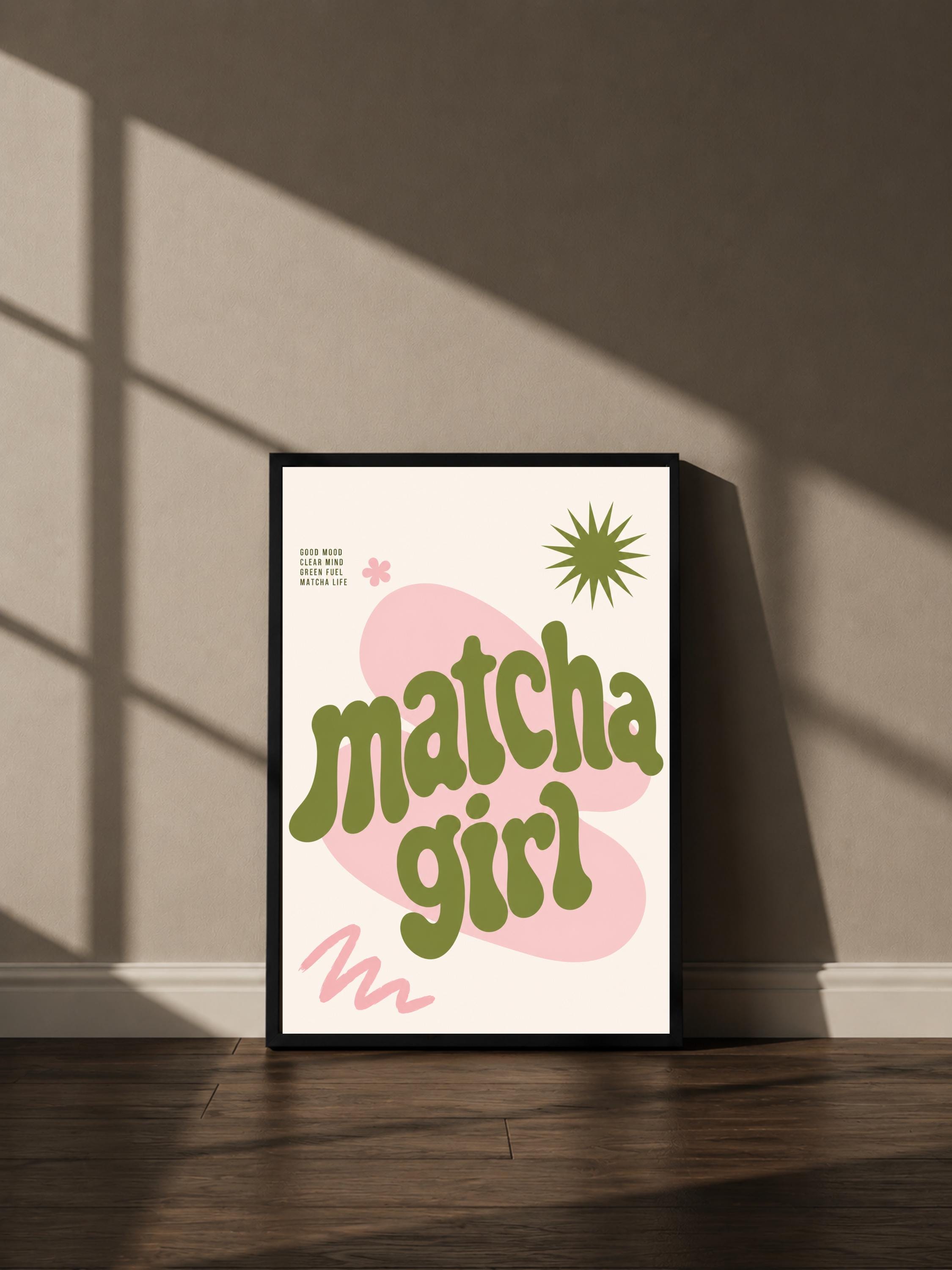 Wandbild - Matcha Girl Vintage Coffee Poster Wall Art Küche Kaffee Guide Print Minimalistisch Illustration Cafe Wanddeko Urban Dekoration __etsy:8098508526