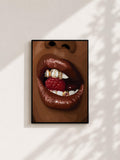 Wandbild - Raspberry Lips Grillz Wall Art Poster Frauen Femme Weiblichkeit Wanddeko Kunst für Wohnzimmer Schlafzimmer Modern Print Pop Art __etsy:8123204099