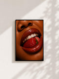 Wandbild - Strawberry Lips Grillz Wall Art Poster Frauen Femme Weiblichkeit Wanddeko Kunst für Wohnzimmer Schlafzimmer Modern Print Pop Art __etsy:8142647297