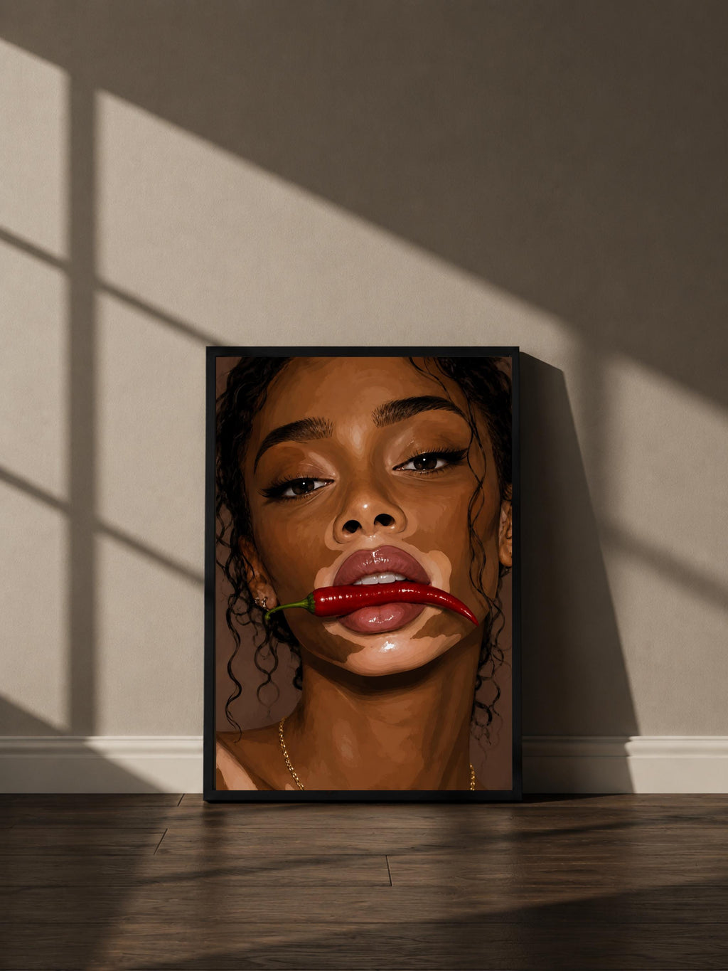 Wandbild - Winnie Harlow Chilli Illustration Wall Art Poster Frauen Femme Weiblichkeit Wanddeko Kunst für Wohnzimmer Schlafzimmer Pop Art __etsy:8127233339