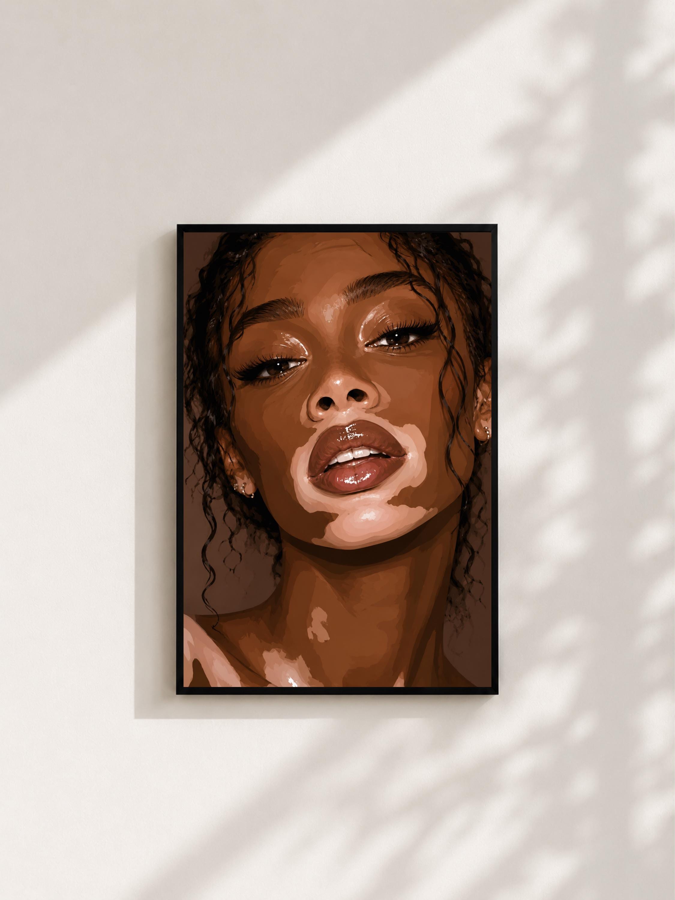 Wandbild - Winnie Harlow Illustration Wall Art Poster Frauen Femme Weiblichkeit Wanddeko Kunst für Wohnzimmer Schlafzimmer Print Pop Art __etsy:8124068691