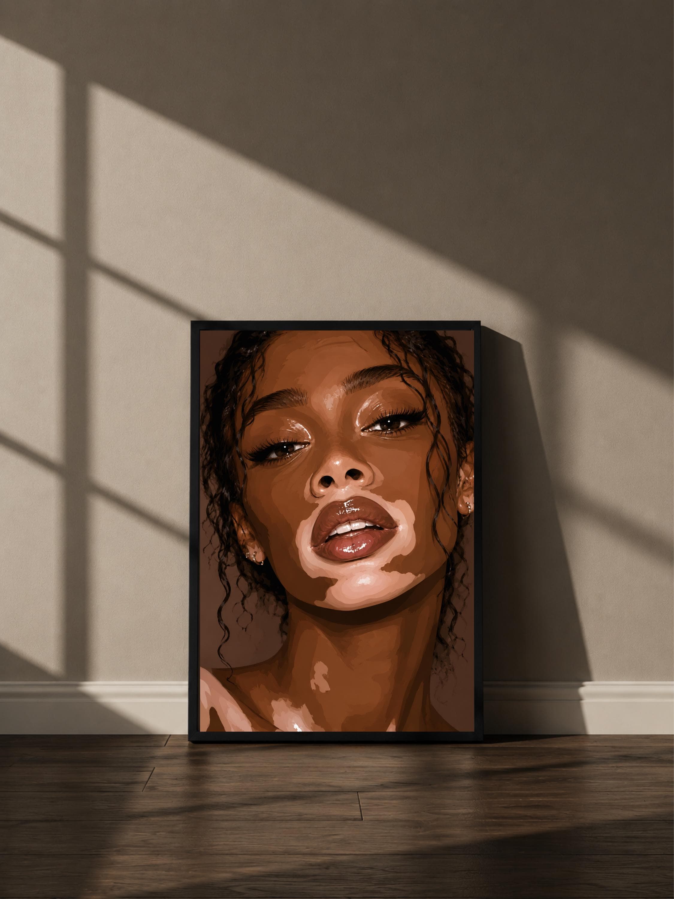 Wandbild - Winnie Harlow Illustration Wall Art Poster Frauen Femme Weiblichkeit Wanddeko Kunst für Wohnzimmer Schlafzimmer Print Pop Art __etsy:8124068417
